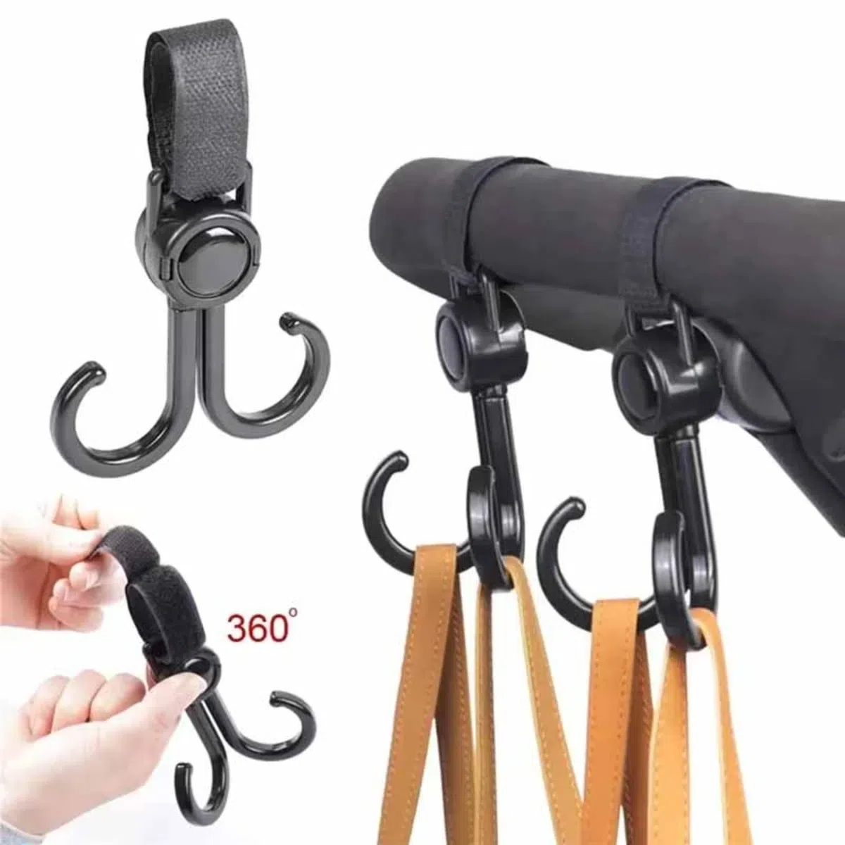Travel Accessories Baby - Rotatable Double Hooks Baby Stroller Travel