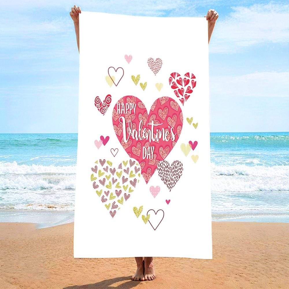 Travel Towel Quick Dry - Heart Symbol Bath Towel 27x55inch Beach