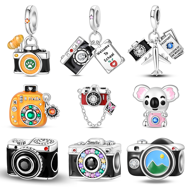 Travel Accessories On Plane - 925 Sterling Silver Vintage Camera Charms